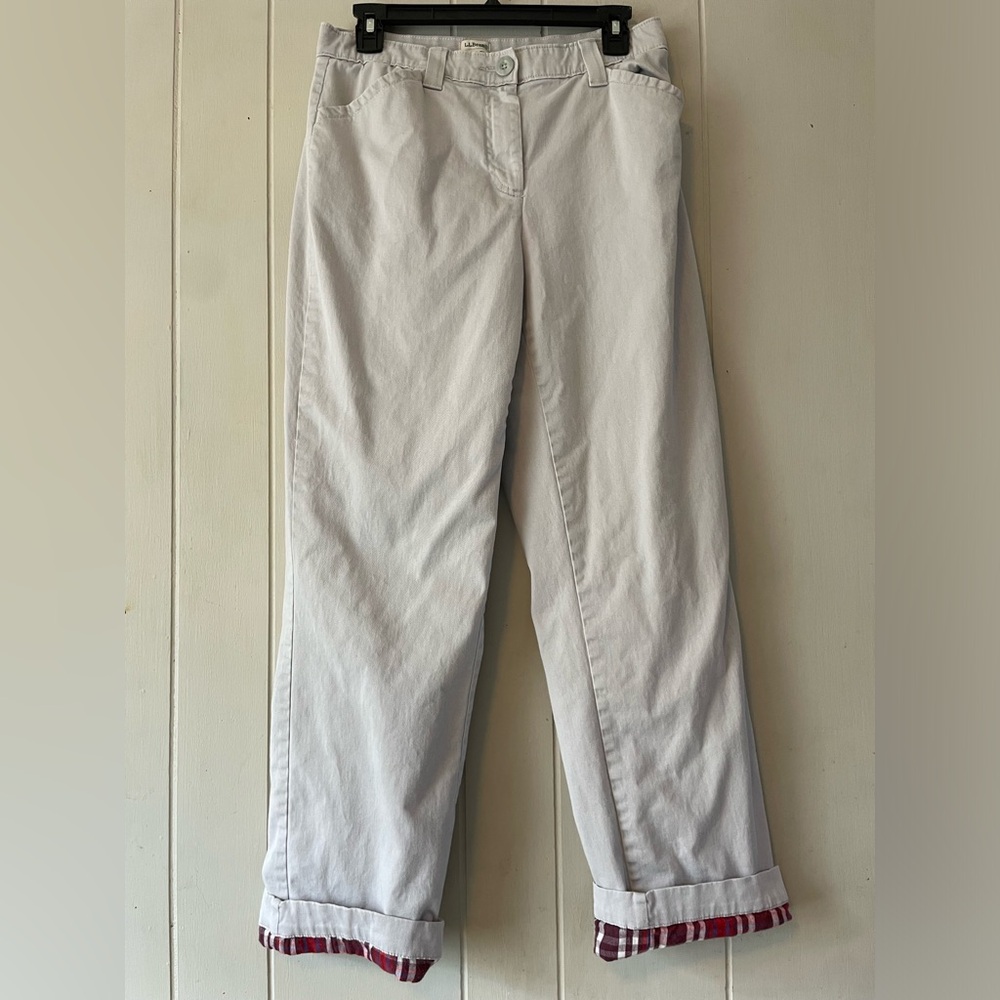 VTG L.L. Bean Flannel Lined Khaki Pants Size 10